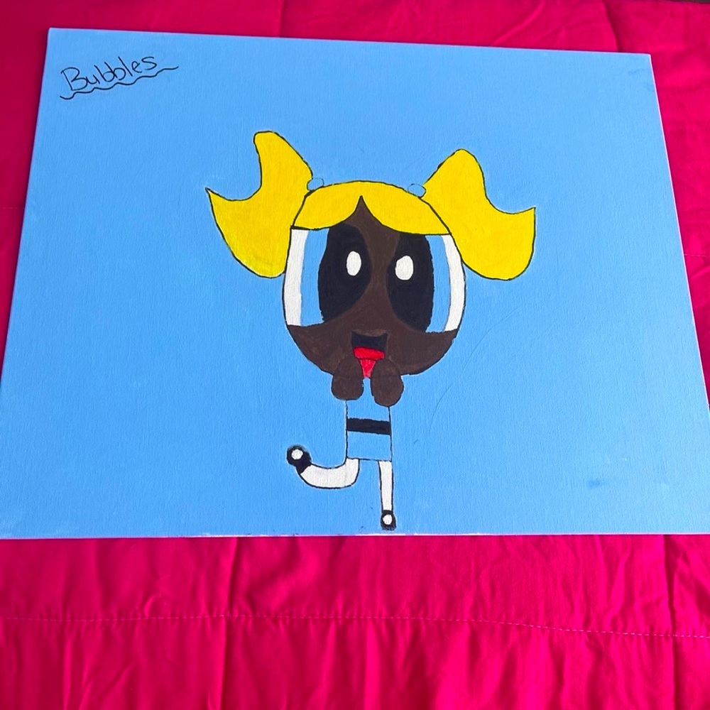 Power Puff Girl Bubbles Painting !!